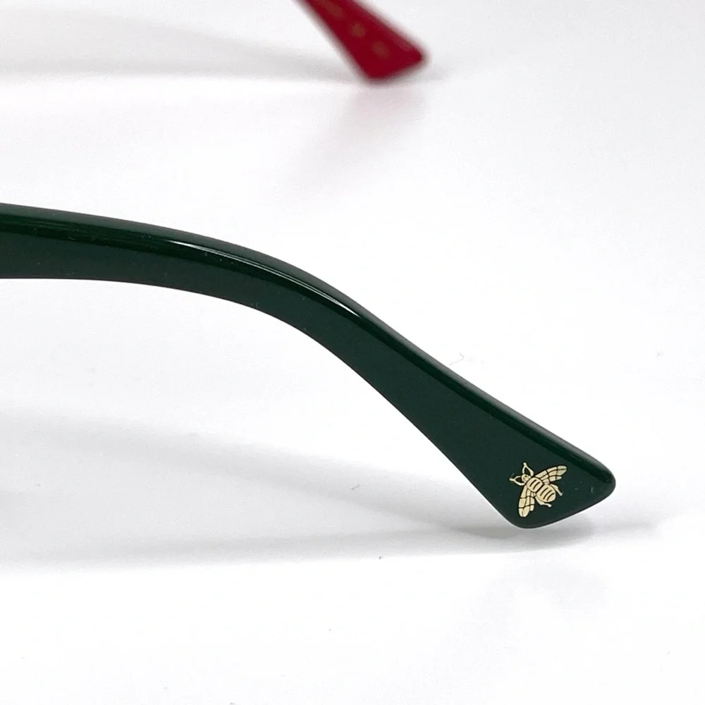 GUCCI Square Sunglasses NEW Black Red Green GG0158S 004 54 Made In Italy - Picture 8 of 16